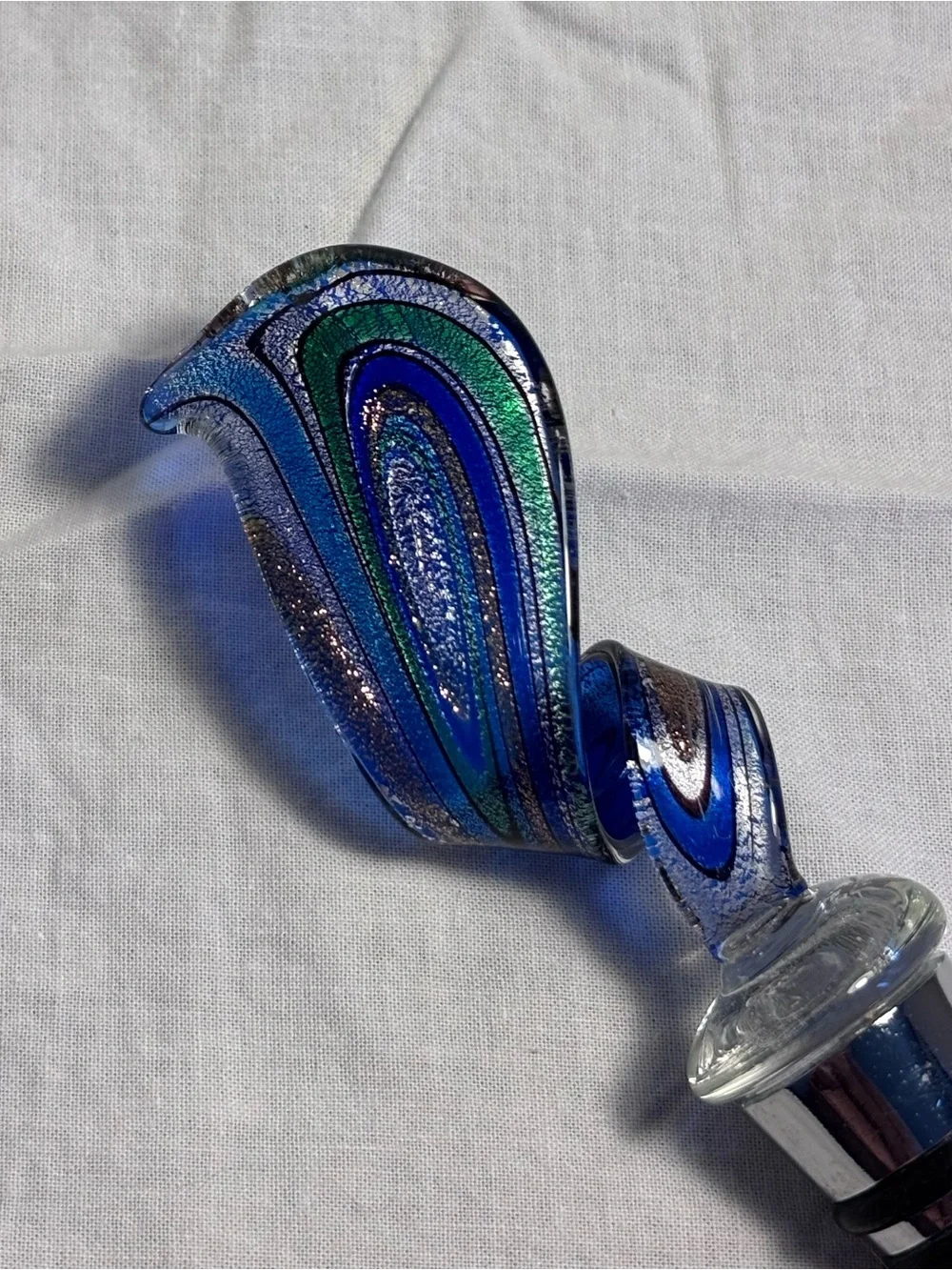 Murano-style blown glass bottle stopper